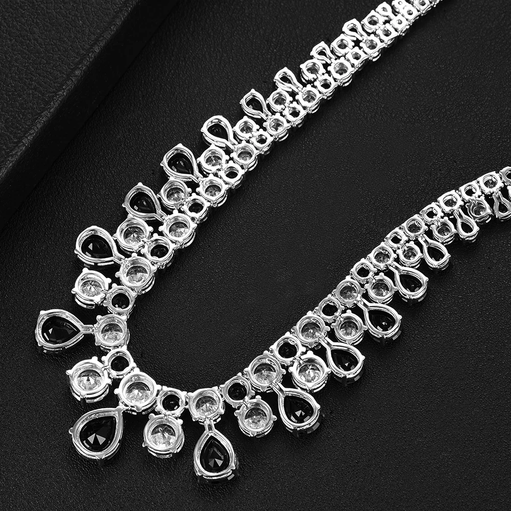 GODKI великолепный зеленый CZ ожерелье серьги для женщин Bijoux Свадебный Нежный Роскошный Блестящий ювелирный набор ветка для вечерние свадебные