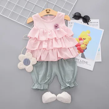 

Baby Girls Clothes Summer Clothes Children Set Chiffon Vest+Shorts Tracksuit Suit Kids Clothes For Toddler Girls Outfits 2020