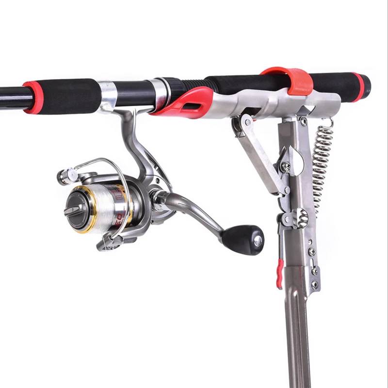

1pc New Full Stainless Steel Automatic Spring Fishing Rods Holders, Adjustable Sensitivity Folding Fishing Bite Bracket
