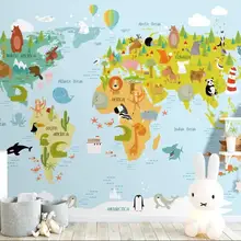 3D картон животные карта мира настенная бумага настенные наклейки настенные бумажные рулоны для гостиной Детская спальня настенная бумага s Фреска Европейский