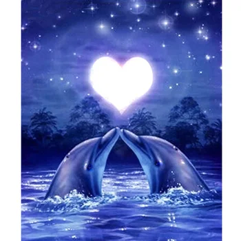 

DIY 5D Diamond Mosaic Love dolphin Full Square Daimond Painting Cross Stitch 3d Embroidery Kits dimond painting Animal Decor