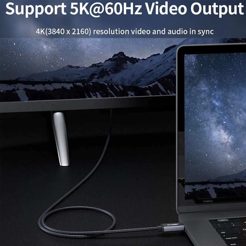 Thunderbolt 3 кабеля Jsaux PD 100W 5A USB C для 40 Гбит/с 5K @ 60 Гц Тип до Быстрый зарядный кабель Macbook