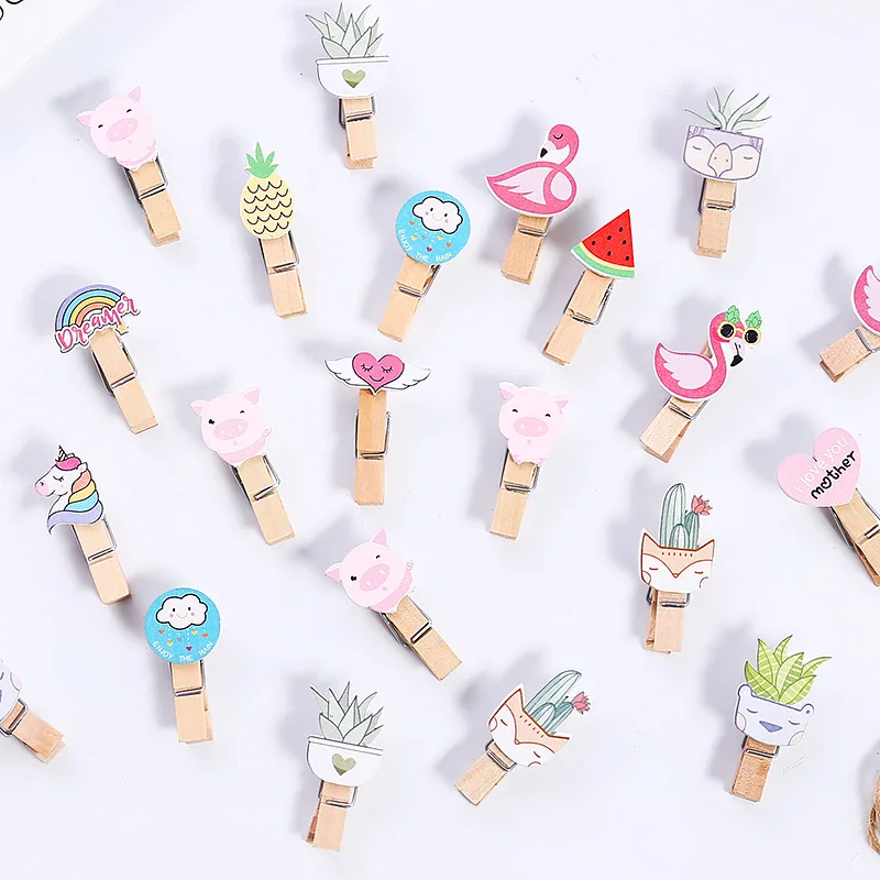LoveFrom 10 Pcs/lot Paper Clips Unicorn Flamingo Cactus Pattern Photo Clip Cute Kawaii Stationary Back To Shool | Канцтовары для