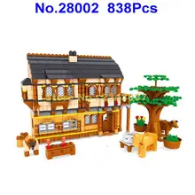 28002 838 sztuk średniowieczne Happy Farm Building Blocks 4 lalki zabawki tanie tanio 12 + y 7-12y CN (pochodzenie) Unisex Mały klocek do budowania (kompatybilny z Lego) Certyfikat T52010250683TY No Number