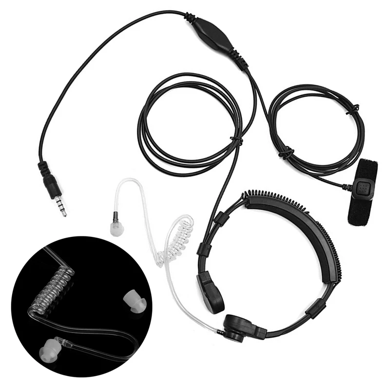 

3.5mm Mobile Phone Throat Mic Earpiece Air Tube PTT Headset For Smart Phone Y4UF