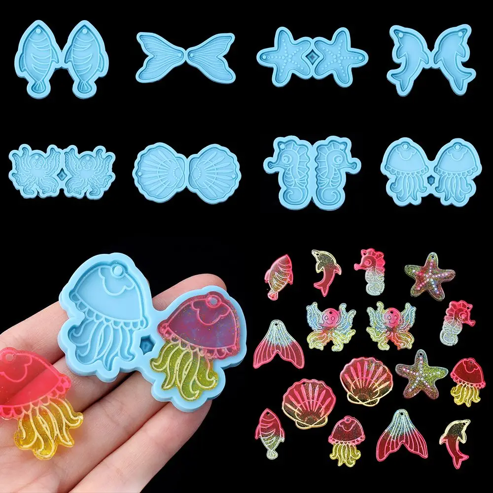 Ocean Series Animals DIY Earring Pendant Silicone mold Hippocampus Jellyfish Starfish UV Epoxy Resin Moulds for Jewelry Making | Украшения
