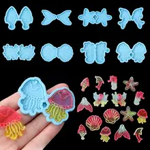 Ocean Series Animals DIY Earring Pendant Silicone mold Hippocampus Jellyfish Starfish UV Epoxy Resin Moulds for Jewelry Making