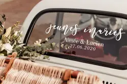 Jeunes maries-Пользовательские французские виниловые наклейки для свадьбы просто женатые наклейки съемное свадебное оформление автомобиля
