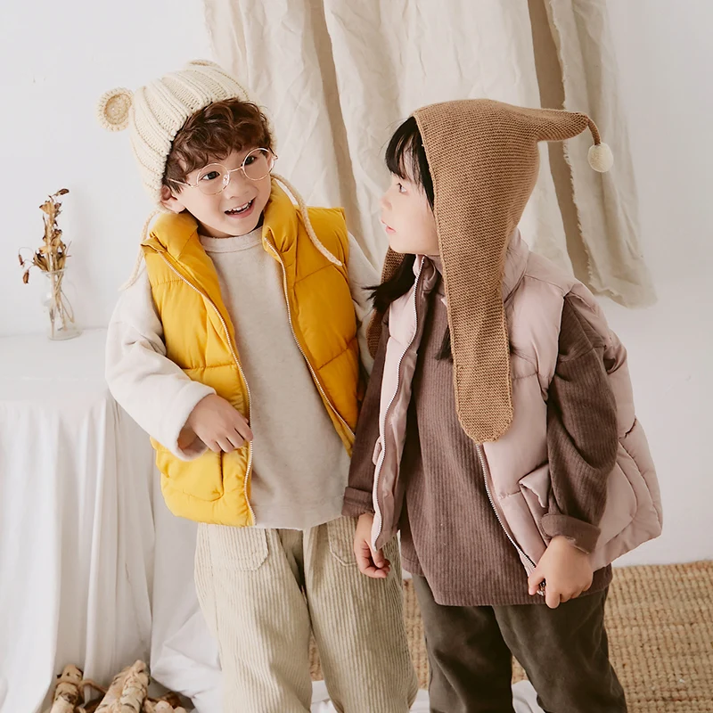 

Children's Stand Collar Vest Winter Warm Outerwear Thicken Cotton Padded Sleeveless Jacket 2-7Years Old