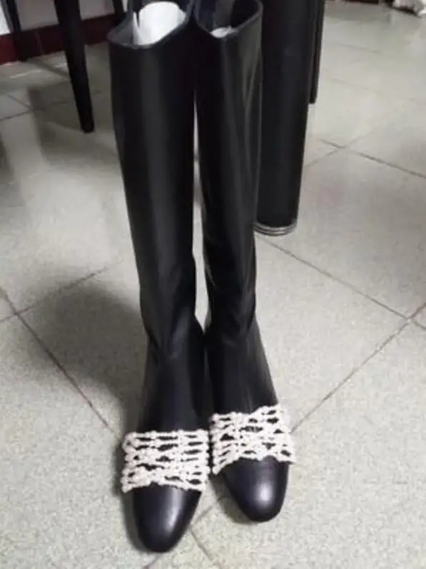 Фирменный дизайн; женские сапоги; черные рыцарские сапоги на среднем каблуке; осенне-зимняя обувь с прямым валиковым швом; женские сапоги до колена; botas mujer invierno;