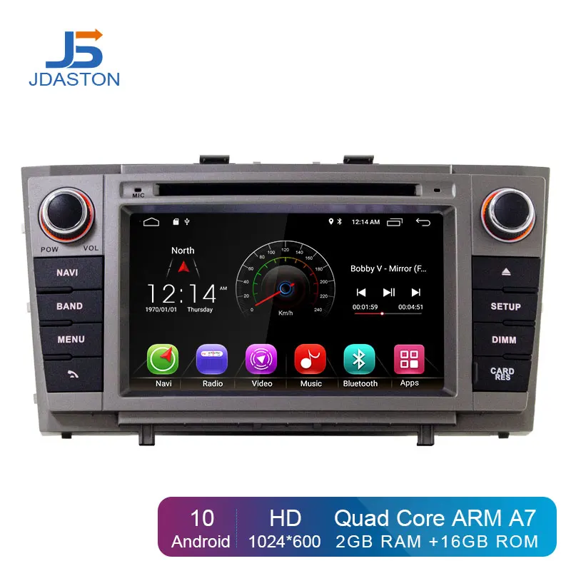 JDASTON Android 10 автомобильный мультимедийный плеер для Toyota Avensis/T27 2008 2013 2 Din