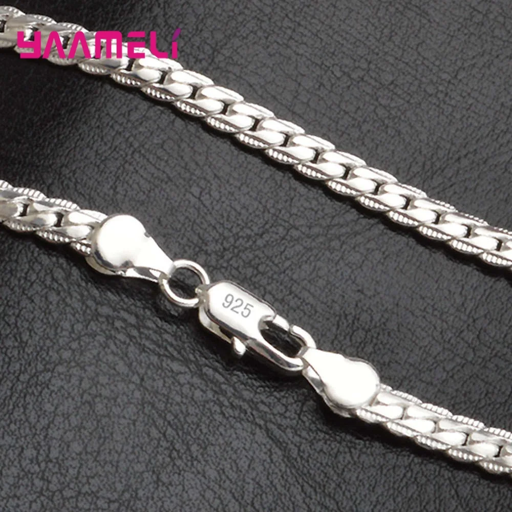 Good Quality Flat Smooth Real 925 Sterling Silver Snake Chain Necklace For Women Romantic I Love You Words Link Genuine Jewelry