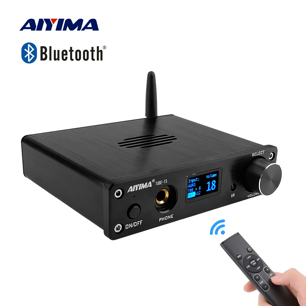 AIYIMA HiFi 6K4 ламповый предусилитель Bluetooth CSR8635 4,2 предусилитель OLED стерео аудио усилитель для наушников USB ЦАП с адаптером 12 в ЕС
