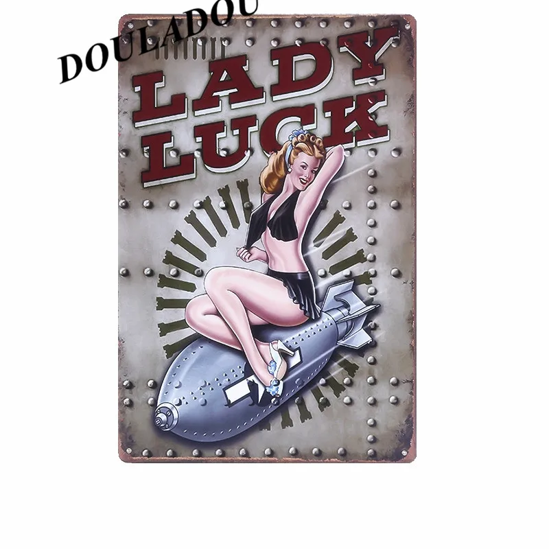 [Douladou] удача для леди, в стиле ретро, с металлической вывески Искусство Плакат ремесла Лас-тарелки для Бар Паб домашний бар стикер для рукоделия стены Стикеры 20x30 см - Цвет: 4