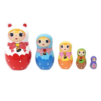 

5Pcs/Set Nesting Dolls Color Painted Russian Matryoshka Doll Handmade Painted Wishing Funny Games Doll Crafts Toys
