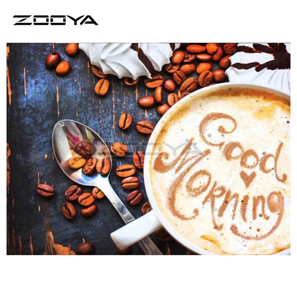 BK541-1 ZOOYA 5D DIY Алмазная вышивка "Хорошее утро" кофейные зерна кофейная чашка, алмазная вышивка крестиком Мозаика Украшение BK541 - Цвет: BK541-1