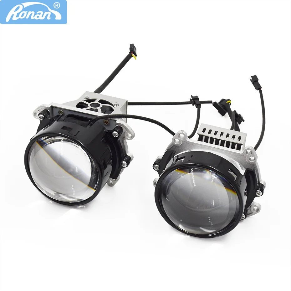 Ronan 2pcs car styling 2000LM 37W 3.0 inch Bi LED projector lens small size & cooling fan for universal car headlight retrofit