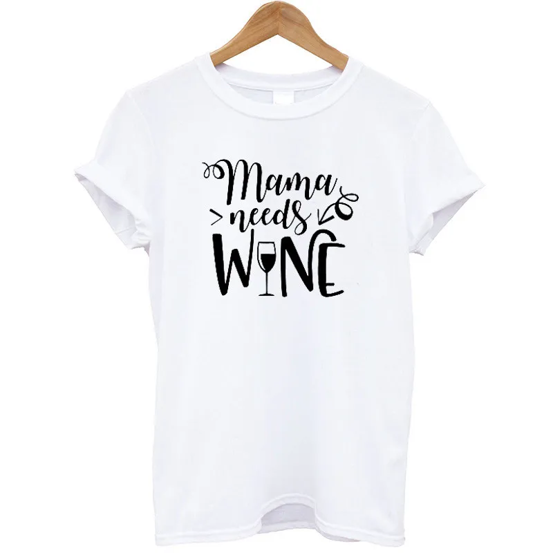 Футболка женская Mama Need Wine с буквенным принтом, футболка с коротким рукавом, модная уличная футболка, женская одежда Harauku