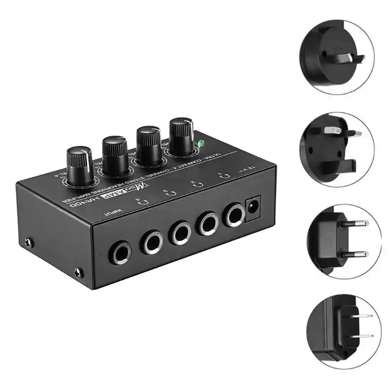 HA400 4 Channels Mini Stereo Headphone Amplifier with Power Adapter US/UK/EU/AU