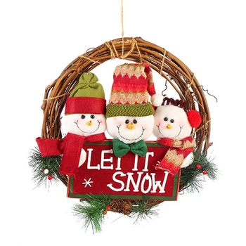 

Christmas Door Hanging Wreath Cute Cartoon Decorating Hanging Pendant Door Garland Decoration for Christmas Festival snowman
