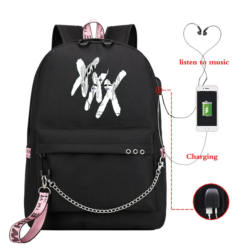 Рюкзак Mochila XXXTentacion, рюкзак для путешествий, рюкзак для ноутбука, рюкзак для мужчин и женщин, рюкзаки с Usb зарядкой, школьные рюкзаки для девочек-подростков - Цвет: 19
