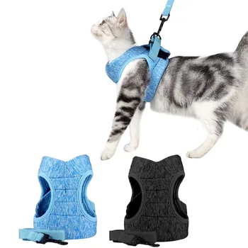 

Adjustable Cat Harness Straps Light Weight Harness Vest Leak Proof Breathable Soft Rope Collar Cat Supplies