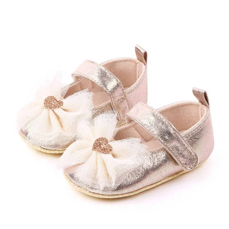 

Newborn Baby Girls PU Shoes Cute Solid Color Mesh Bowknot Design Anti-Slip Comfortable Soft Soled Princess Shoes x Hot l