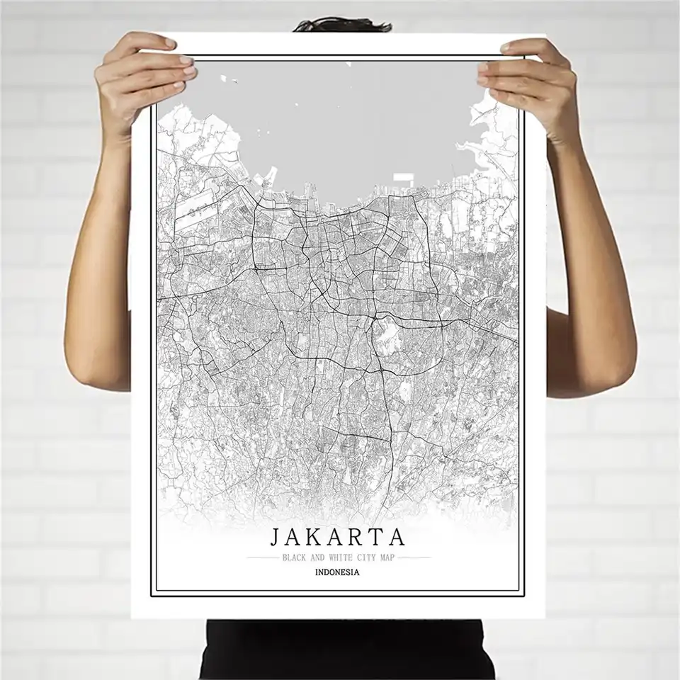 Indonesia Black and White City Map Poster Nordic Living Room Indonesia Black and White City Map Poster Nordic Living Room