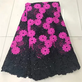 

Blue African Lace Fabric 2019 French Cord Lace Fabric Embroidered Nigerian Tulle Lace Fabric With Stones For Wedding