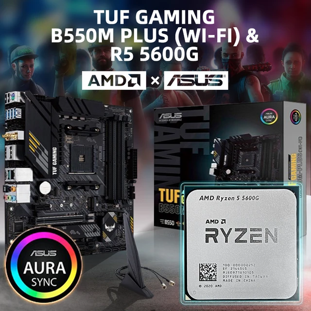 AMD New Ryzen 5 5600G R5 5600G CPU + ASUS TUF GAMING B550M PLUS (WI-FI) Motherboard Set AM4 Processor Motherboard Accessories 1