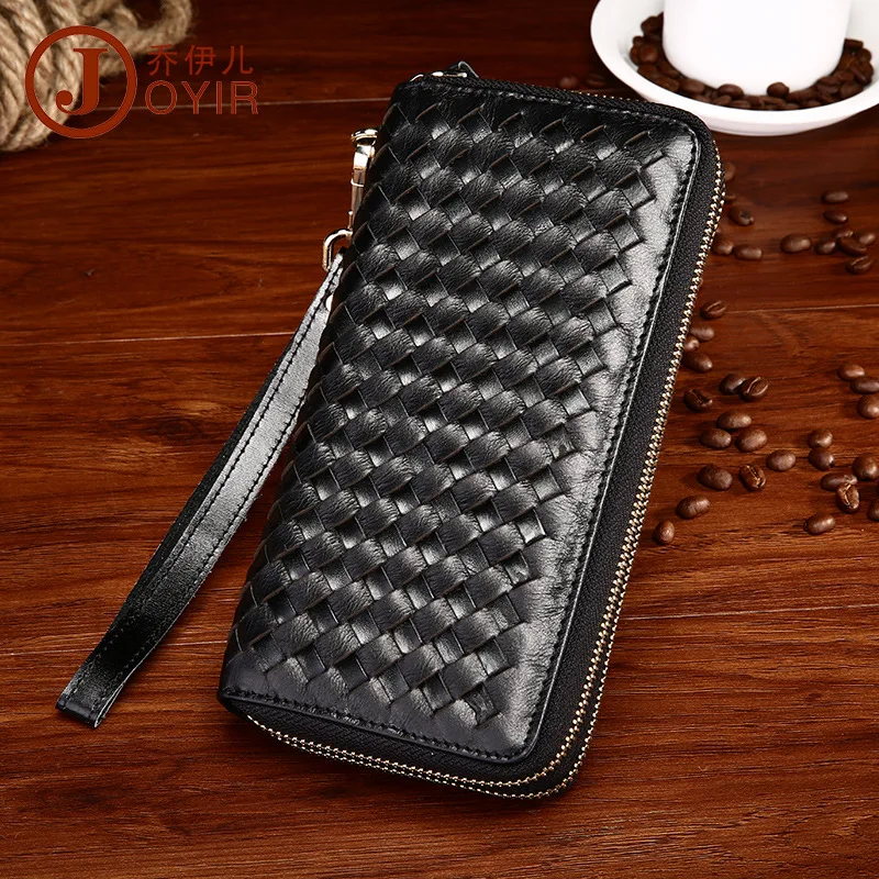 

Hand-woven Genuine Leather Men Clutch Bag Business-Style Multi Card Bit First Layer Leather Wallet Multi-functional Men's Bag