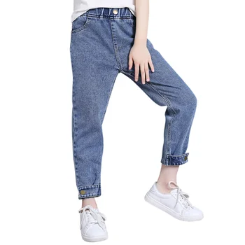 

New Jeans For Girl Patchwork Children's Jeans For Girls Elastic Waist Kids Jeans Autumn Casual Kids Jeans Clothes For Girls
