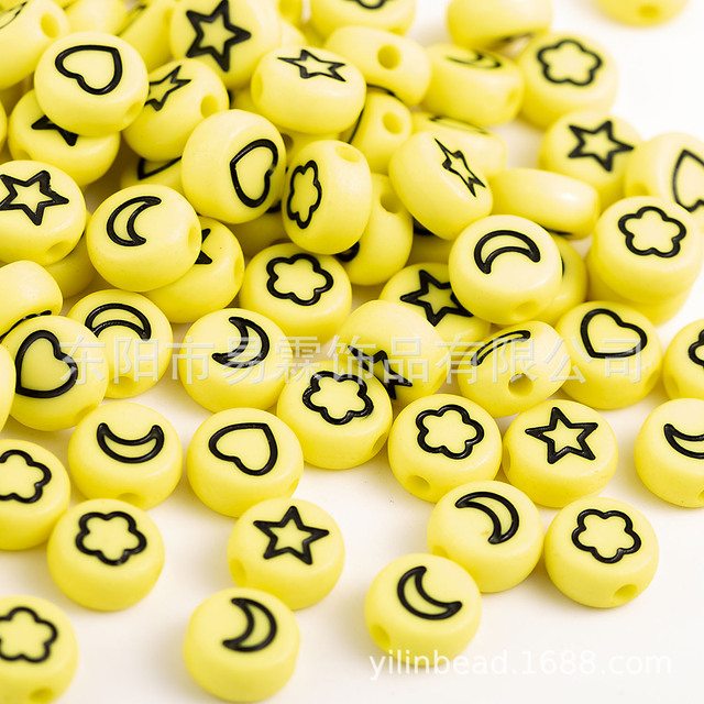 style 100pcs4*7mm acrylic letter beads oblate, star, moon, flower-shaped, heart-shaped mixed DIY jewelry accessories
