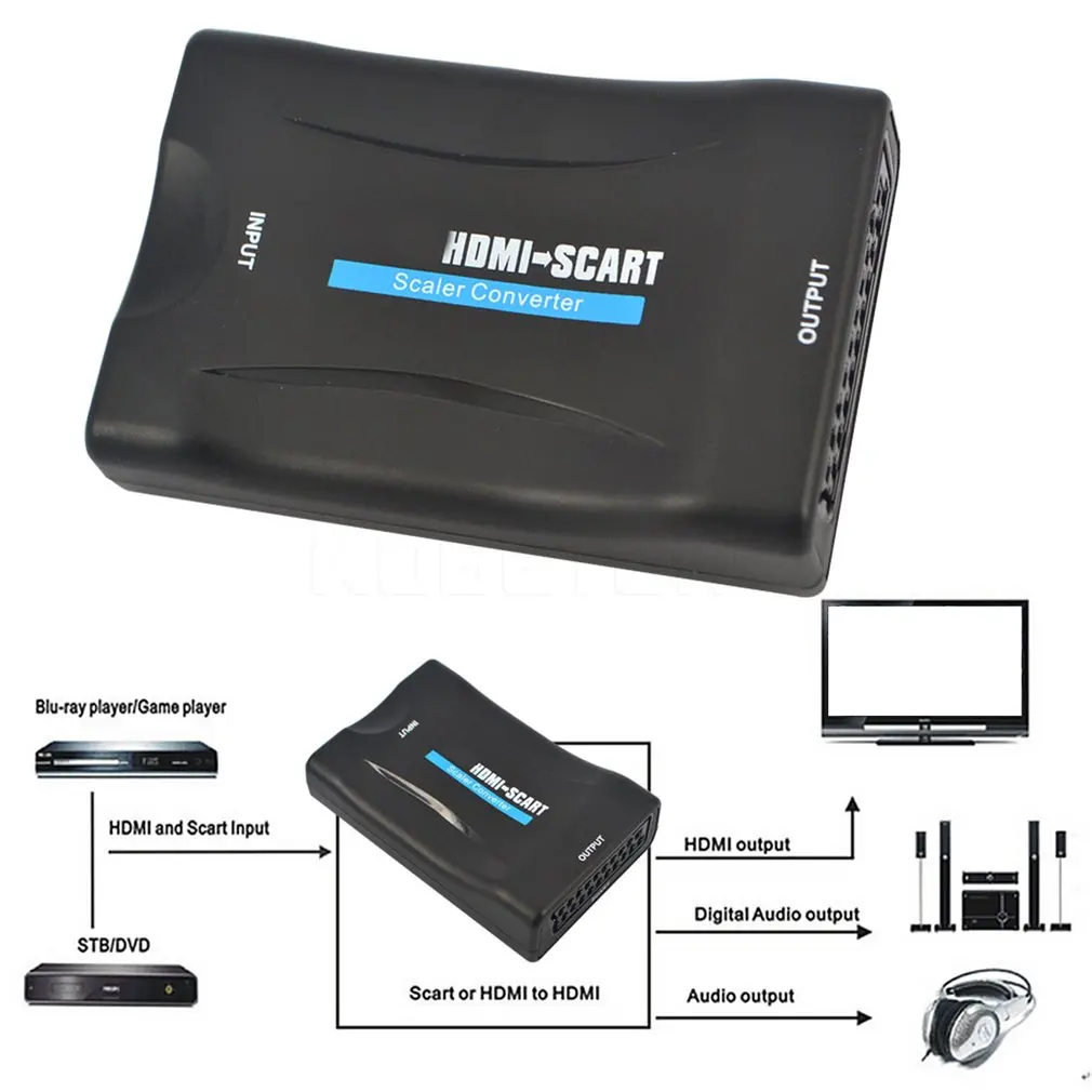 Мини-scart преобразователь видеосигнала HDMI из scart в HDMI конвертер легко переносить Plug and Play 1080p 720p выход