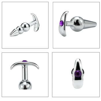 4 Style Metal Anal Plug Outdoor Wear Butt Plug Sex Toys with Crystal Jewelry Insert Anal All Day Suitable for Women Men Bdsm Gay 5