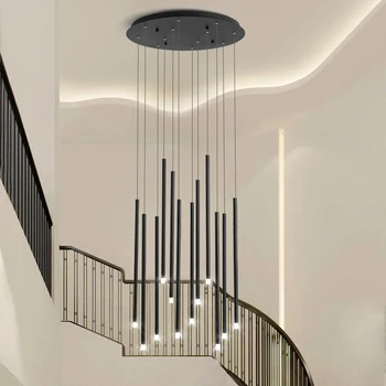 

Modern Minimalist Stair Chandelier Ceiling Nordic Villa Chandelier Lighting Gold / Black / Led Chandelier for Cafe Restaurant AC