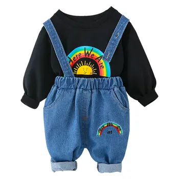 

2020 new children's suit boys and girls spring casual round neck shirt T-shirt + pants baby suit clothes