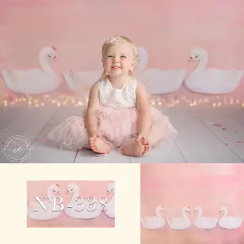 

Cute White Swan Pink Photography Backdrops Children Birthday Backgrounds for Photo Studio Newborn Baby Kids Photo Background