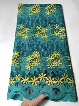 

African Lace Fabrics embroidery French Guipure Lace Fabric High Quality Rhinestone Nigerian Lace Fabric For Wedding Water green