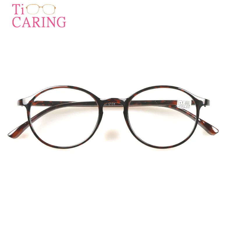 Ti-CARING Ретро ультралегкие круглые леопардовые очки для чтения женские и мужские очки для дальнозоркости+ 1,0+ 1,5+ 2,0+ 2,5+ 3,0+ 3,5+ 4,0