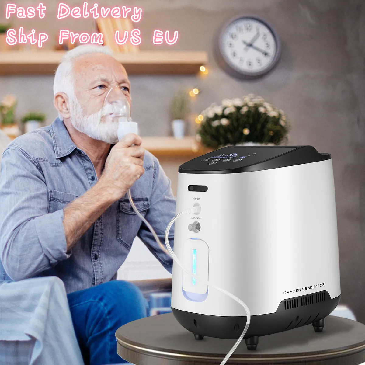 TTLIFE 1-7L/min Oxygen Concentrator Generator Adjustable Oxygene Making Machine Care Oxygen Generating Machine Elderly Sleep