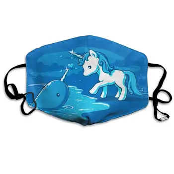 

Mouth Mask For Daily Dress Up, Narwal Heart Love Unicorn Anti-dust Mouth-Muffle, Washable Reusable Holiday Half Face Masks For