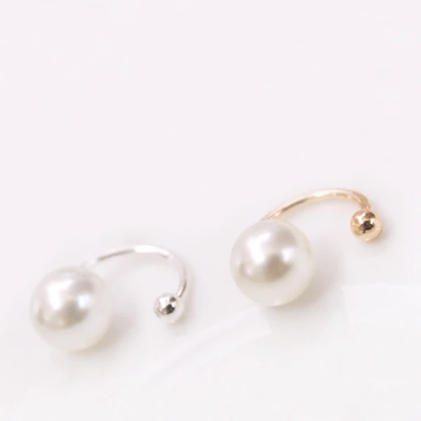2pcs Pearl Earring Ear Bones Clip Ear Cuff Wrap No Piercing 8mm Clip On Earrings Fashion Jewelry for Women