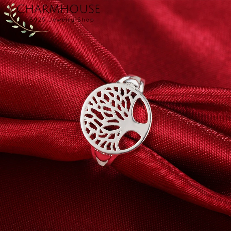 

Pure 925 Silver Rings For Women Life Tree Finger Ring Size 6/7/8/9# Wedding Band Fashion Jewelry Accessories Bague Femme Anillo