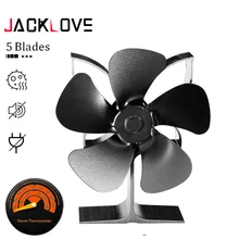 Thermal Power Fireplace Heater 5Blade Aluminum Alloy Fireplace Fan Efficient Heat Distribution for Wood Log Burner Winter Warmer