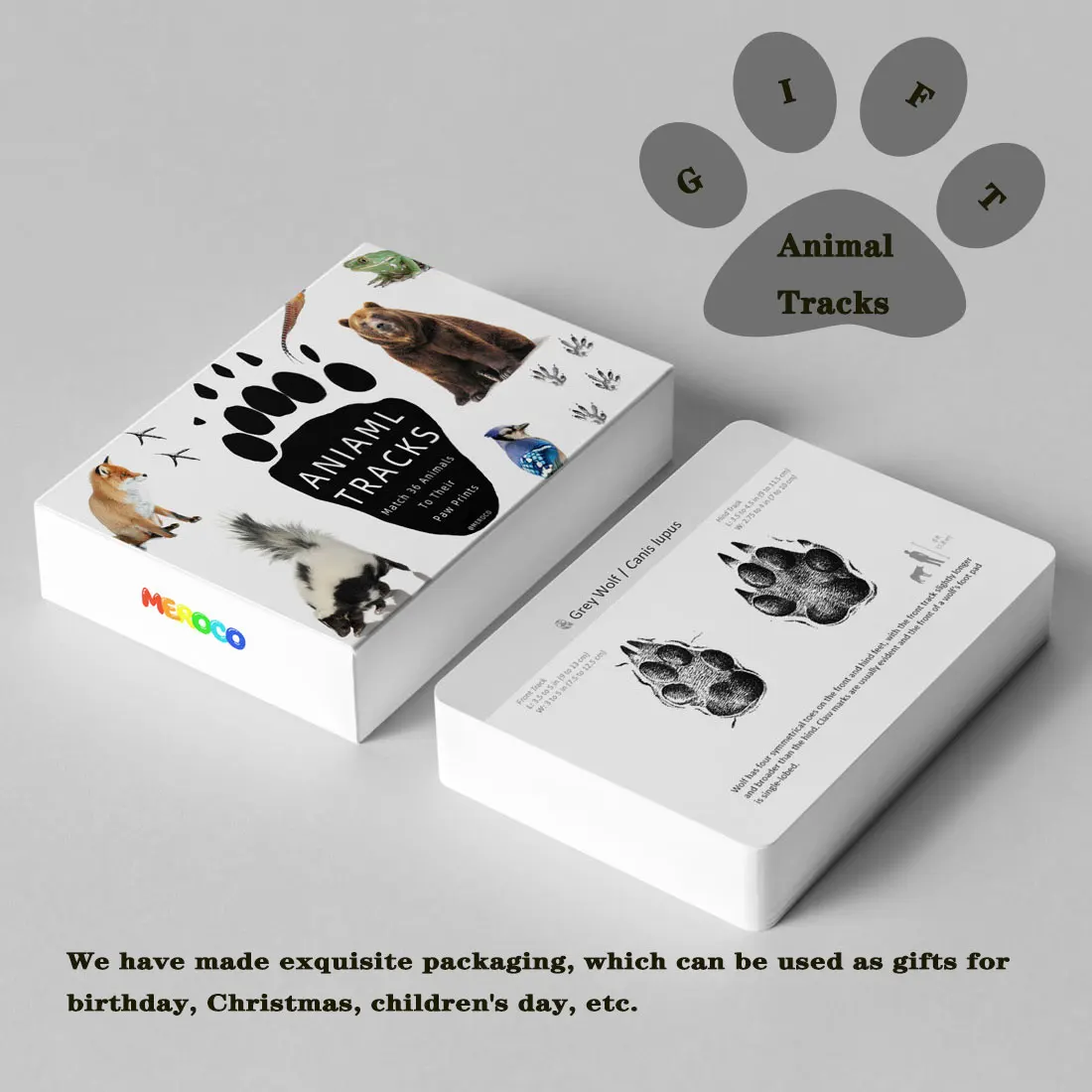 Montessori Material Animals  Footprints Flash Cards Montessori English Learn Card Early Educational Toy Memory Game for Children