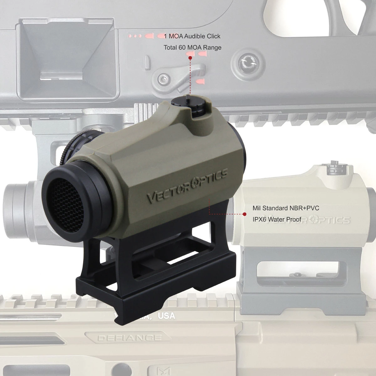 Оптический прицел Vector Optics Maverick 1x22 SOP оптический Коллиматорный с красной точкой QD