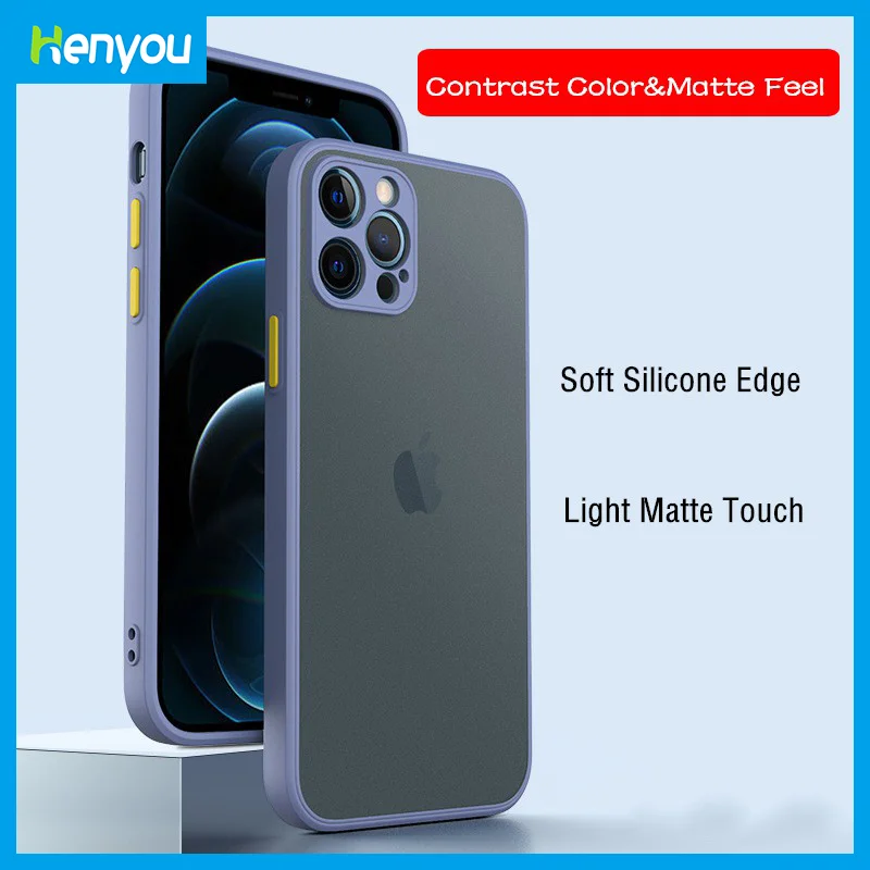 Iphone 12 Case Luxury Contrast Color Case Iphone 12 Pro Max Silicone Matte Shockproof Camera Protection Phone Soft Shell Phone Case Covers Aliexpress