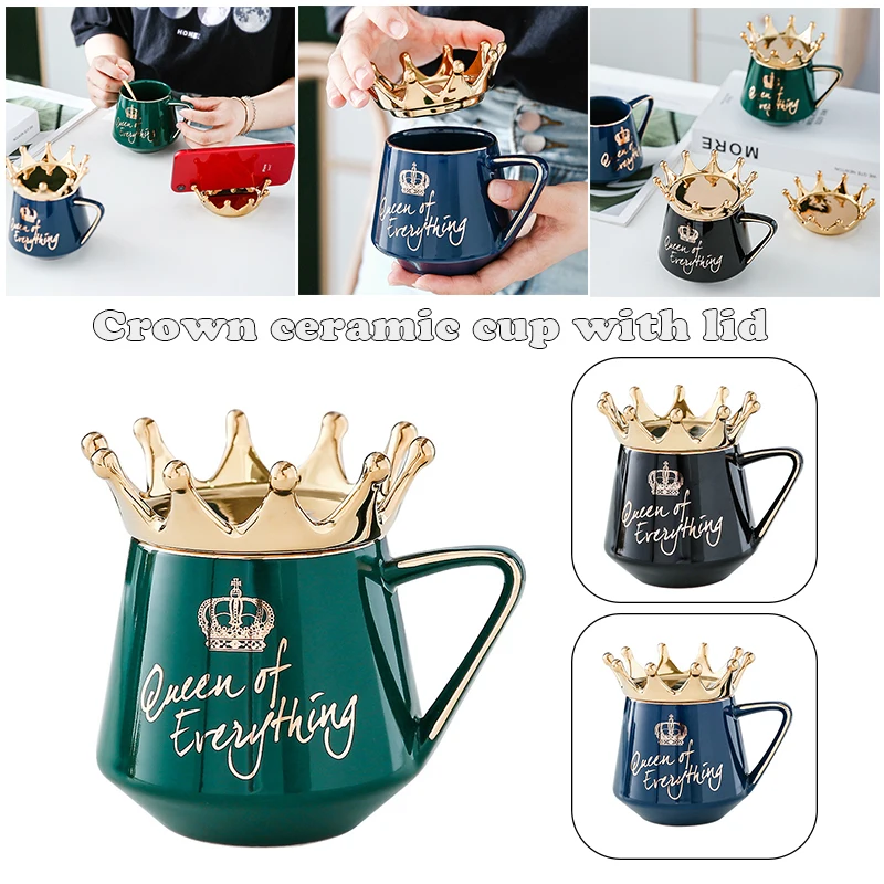 Tasse reine de tout avec couvercle couronne et cuillère cadeau de