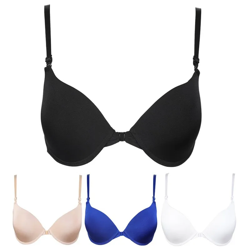 Solid Color Bras for Women Seamless Push Up Bra Sexy Front Button Closure Bra Underwear Buckle Female Small Chest Underwire Bra